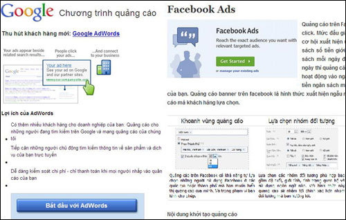 Quảng cáo Google, facebook